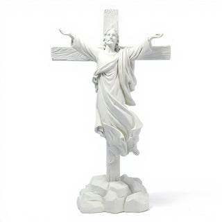 Risen Christ Cross - 49-inch — Flat White finish