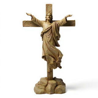 Risen Christ Cross - 49-inch — Gothic Stone finish