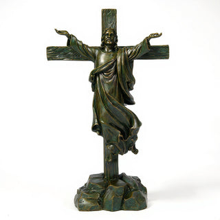 Risen Christ Cross - 49-inch — Green Bronze finish