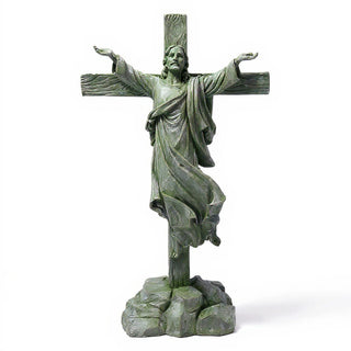 Risen Christ Cross - 49-inch — Mossy Green finish