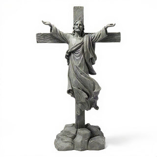 Risen Christ Cross - 49-inch — Old Stone finish