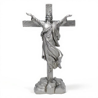 Risen Christ Cross - 49-inch — Silver finish