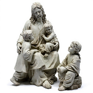 Jesus With Children In The Garden Statue - 34-inch
