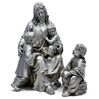 Jesus With Children In The Garden Statue - 34-inch