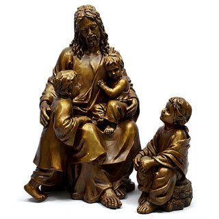 Jesus With Children In The Garden Statue - 34-inch