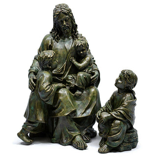Jesus With Children In The Garden Statue - 34-inch