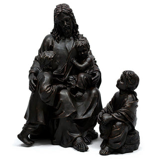 Jesus With Children In The Garden Statue - 34-inch