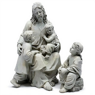 Jesus With Children In The Garden Statue - 34-inch