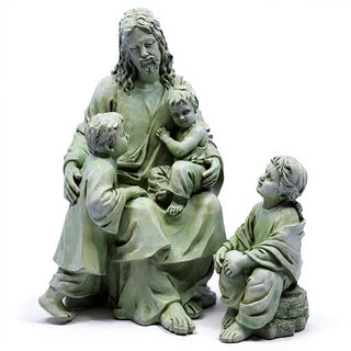 Jesus With Children In The Garden Statue - 34-inch