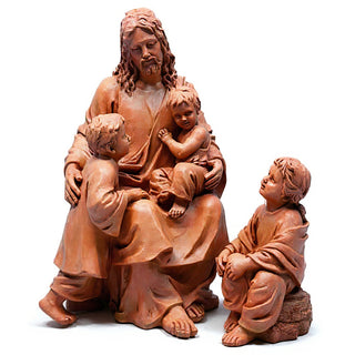 Jesus With Children In The Garden Statue - 34-inch