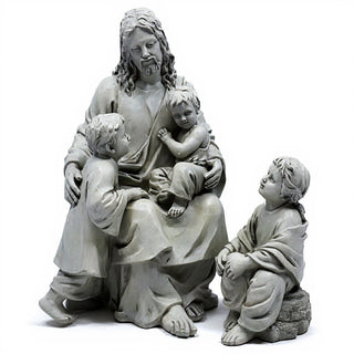Jesus With Children In The Garden Statue - 34-inch