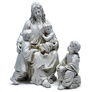 Jesus With Children In The Garden Statue - 34-inch
