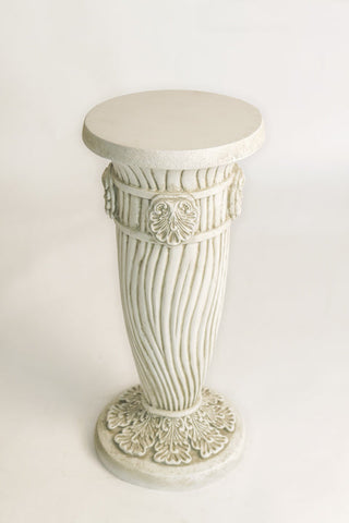 Tapered fiberglass resin pedestal, 30 inches tall, with simple architectural lines. — alternate view