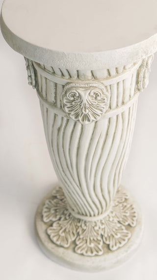 Tapered fiberglass resin pedestal, 30 inches tall, with simple architectural lines. — alternate view