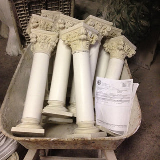 Fiberglass resin pedestal styled as a weathered architectural remnant, 24 inches tall. — detail view