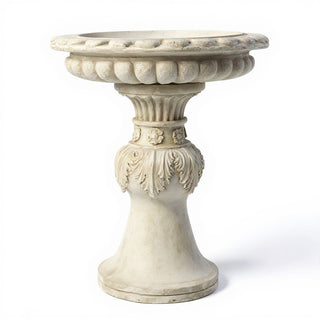 Acanthus Birdbath - 18-inch — Antique White finish