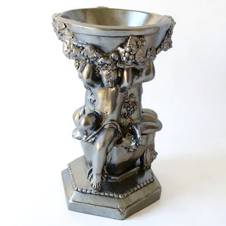 Capri Cherubs Bowl Planter - 16-inch — Aged Silver finish