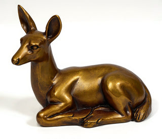 Sitting Deer Fawn Statue — Bronze finish