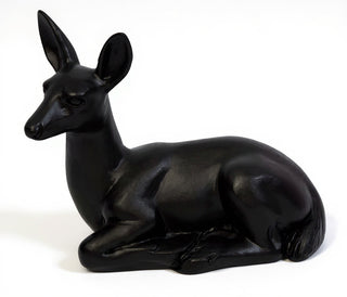 Sitting Deer Fawn Statue — Dusted Black finish