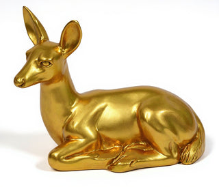 Sitting Deer Fawn Statue — Deep Gold finish