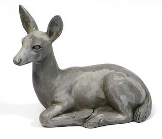 Sitting Deer Fawn Statue — Old Stone finish