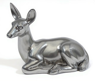 Sitting Deer Fawn Statue — Silver finish