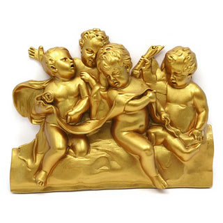 Four Singing Cherubs Wall Plaque - 38-inch — Antique Gold finish