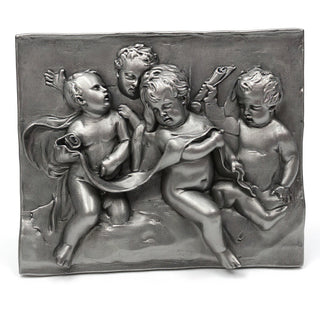Four Singing Cherubs Wall Plaque - 38-inch — Aged Silver finish