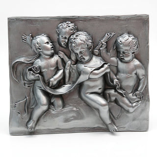 Four Singing Cherubs Wall Plaque - 38-inch — Antique Silver finish