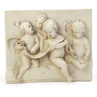 Four Singing Cherubs Wall Plaque - 38-inch — Antique White finish