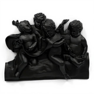 Four Singing Cherubs Wall Plaque - 38-inch — Flat Black finish