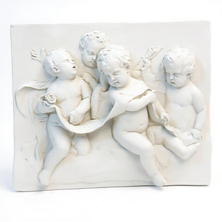 Four Singing Cherubs Wall Plaque - 38-inch — Flat White finish