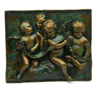 Four Singing Cherubs Wall Plaque - 38-inch — Green Bronze finish