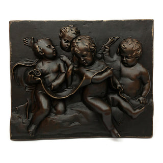 Four Singing Cherubs Wall Plaque - 38-inch — Iron finish
