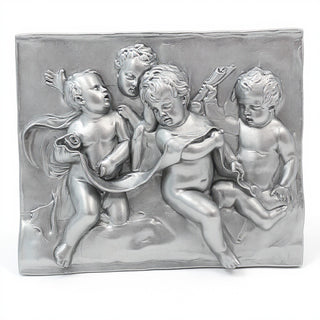 Four Singing Cherubs Wall Plaque - 38-inch — Silver finish