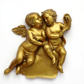 Two Singing Cherubs Frieze - 33-inch — Antique Gold finish