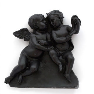 Two Singing Cherubs Frieze - 33-inch — Dusted Black finish