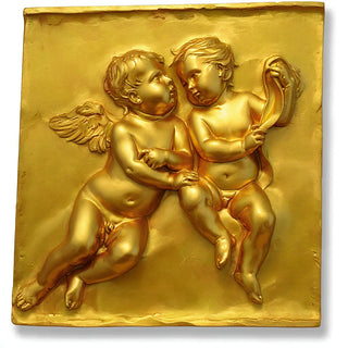 Two Singing Cherubs Frieze - 33-inch — Deep Gold finish