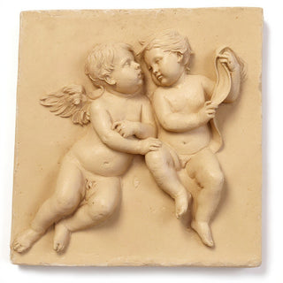 Two Singing Cherubs Frieze - 33-inch — Dusted Sand finish