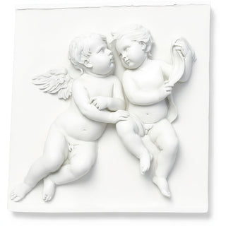Two Singing Cherubs Frieze - 33-inch — Flat White finish