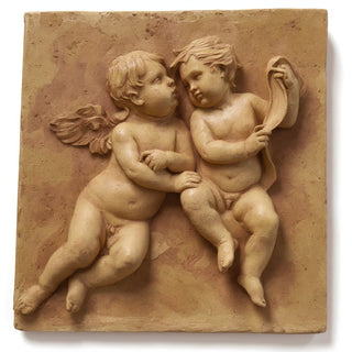 Two Singing Cherubs Frieze - 33-inch — Gothic Stone finish
