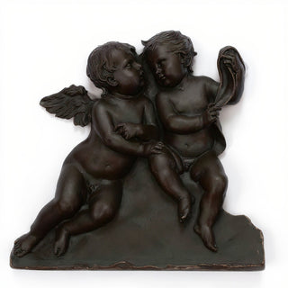 Two Singing Cherubs Frieze - 33-inch — Iron finish