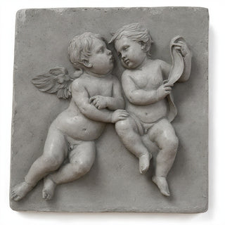 Two Singing Cherubs Frieze - 33-inch — Old Stone finish
