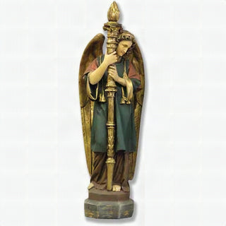 Majestic Angel Guard Statue - 27-inch - Realistic Color - Hand-Painted