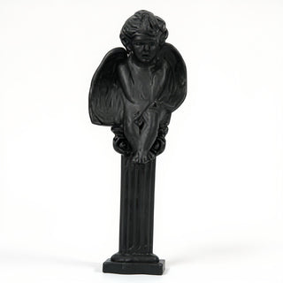 Meditation Cherub Statue - 12-inch — Flat Black finish