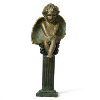 Meditation Cherub Statue - 12-inch — Green Bronze finish