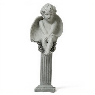 Meditation Cherub Statue - 12-inch — Limestone finish