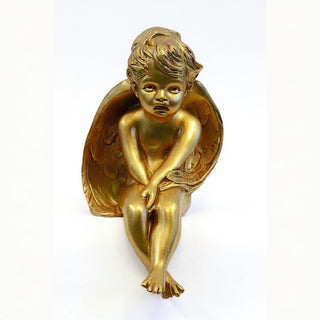 Meditation Cherub Statue - 15-inch — Antique Gold finish