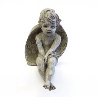 Meditation Cherub Statue - 15-inch — Antique Stone finish