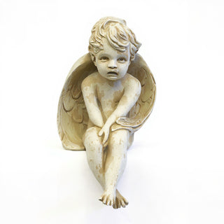 Meditation Cherub Statue - 15-inch — Antique White finish